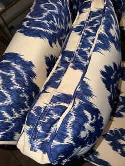 Blue and White Ikat Print Throw Pillows