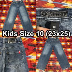 Southpole Jeans Baggy Loose Fit Blue Denim Youth Size 10 (23x25) Skateboarding