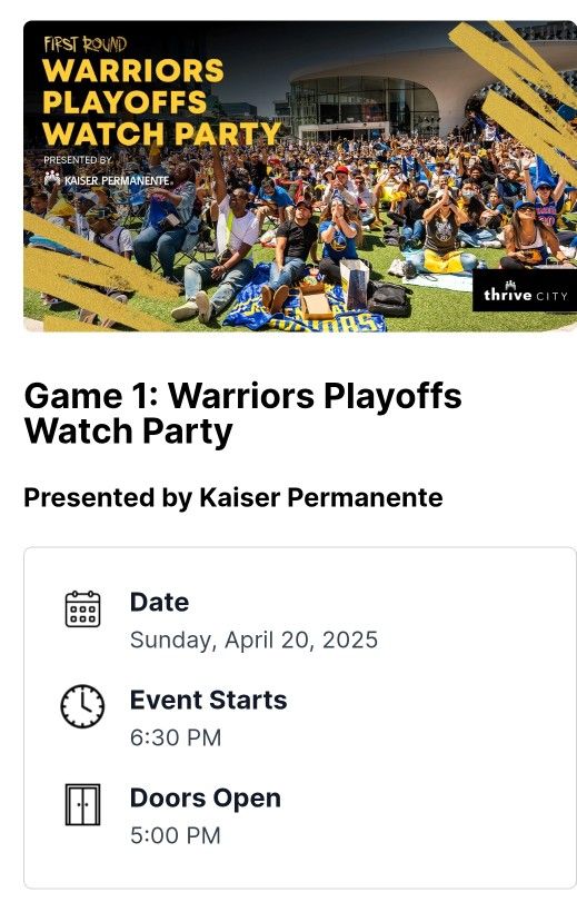 Game 1 Playoff Warriors Vs Houston Watch Party