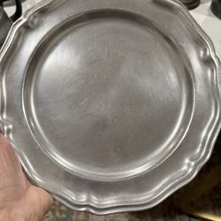 Set Of 7 Vintage Pewter Plates  ( Make Me An Offer )