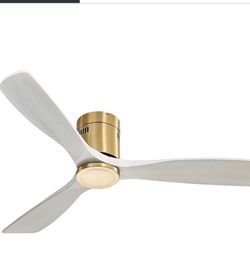 Sofucor 52 Inch Low Profile Flush Mount Solid Wood Ceiling Fan with Remote - brand new