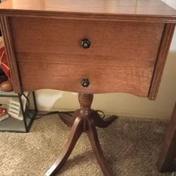 Vintage Antique Duncan Phyfe Sewing Cabinet Pedestal Style Rotates