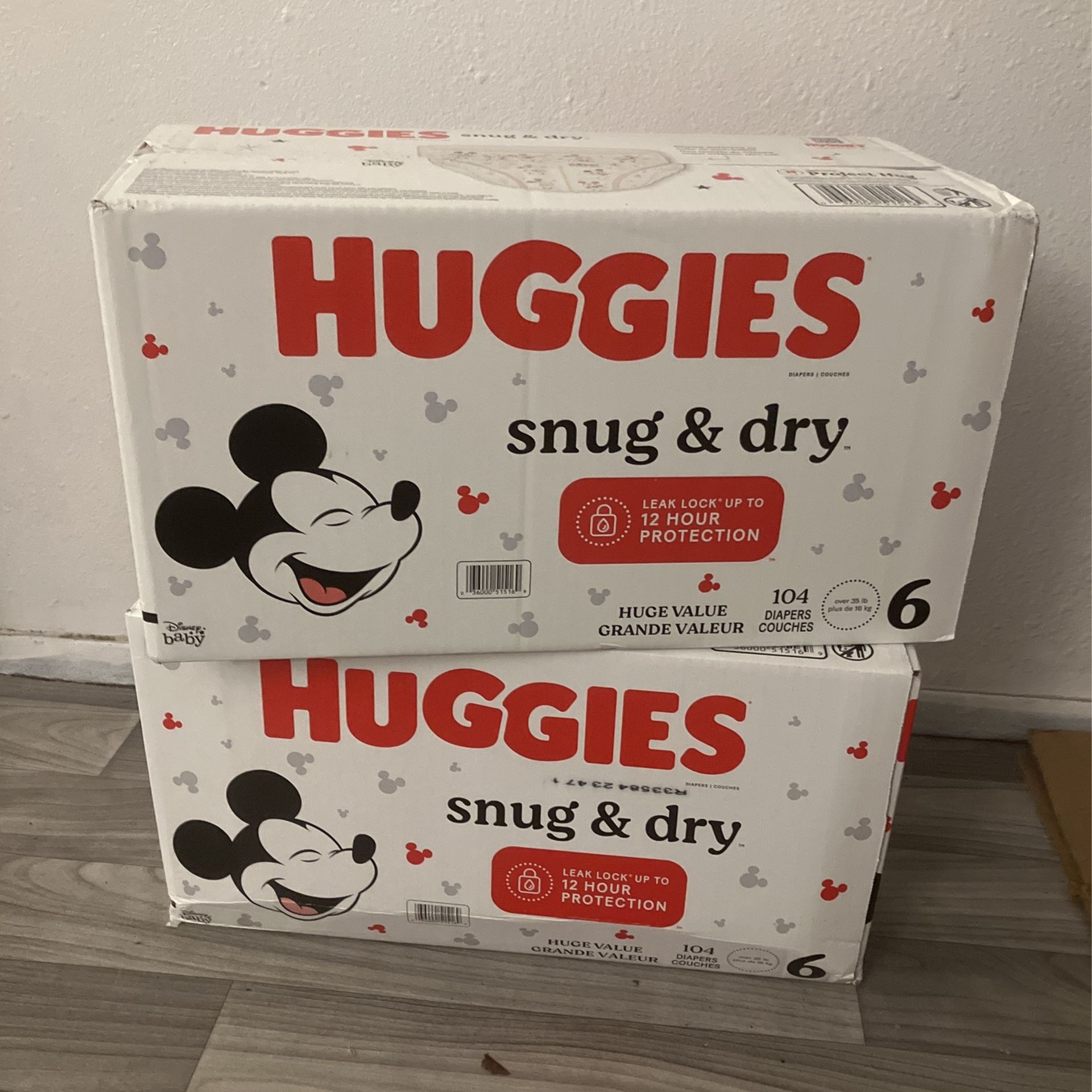 HUGGIES DIAPERS Sz 6(104)Ct 