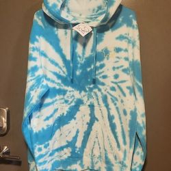Ivory Ella Tropical Blue Tie Dye Hoodie Sweatshirt Sz M NWT