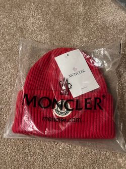 2 Authentic Moncler Beanies – Red & Black – Brand New Sealed