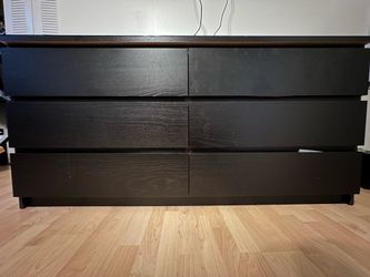 IKEA MALM 6-Drawer Dresser with Glass Top