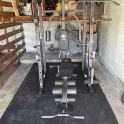 Vesta Fitness Smith Machine 1001 w/Bench Attachment | 230lb Bumpers Olympic Weights | 7ft Olympic Bar | Fitness | Gym Equipment | FREE DELIVERY 🚚 