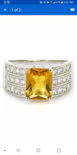 Gorgeous created citrine silver filled ring size 5.75