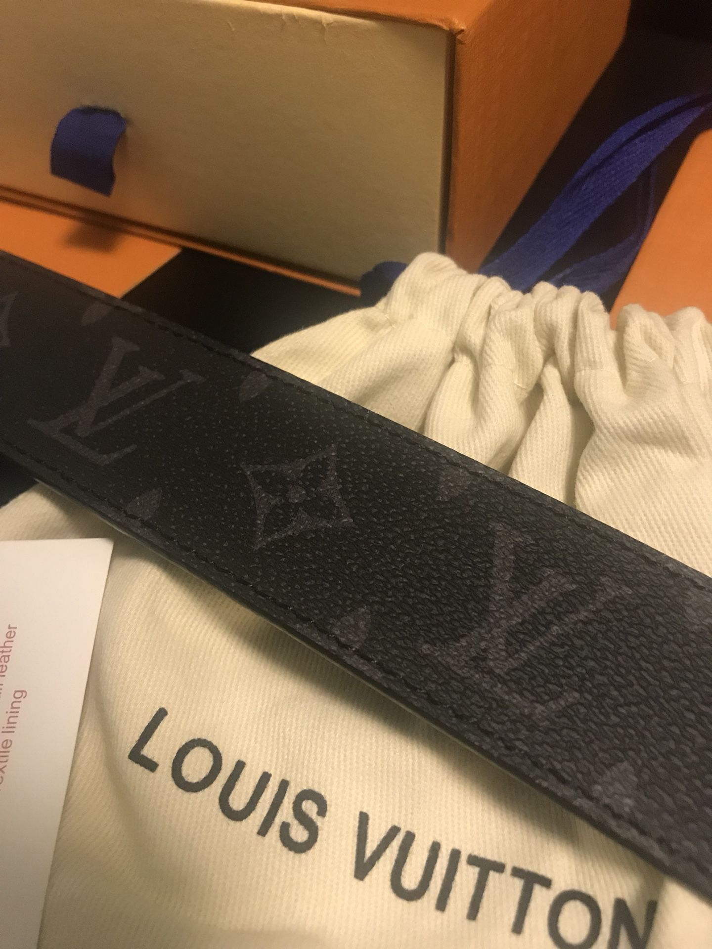 Louis Vuitton Men's Black Monogram Glaze Ouest Belt size 32