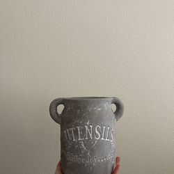 Gray rustic French country inspired kitchen utensil holder