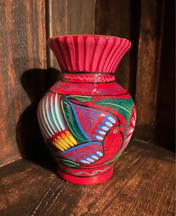 Colorful Hand Painted Mexican Vase