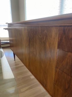 1950s Italian Rosewood Mid Century Modern Sideboard Restored Brass 77”