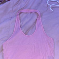 baby pink cropped halter top size xs 