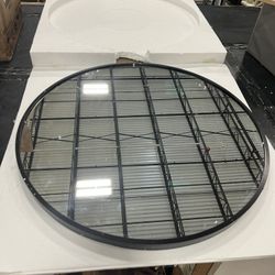 #042902 Black Round Mirror 24 Inch, Wall Mirror with Black Metal Frame, Round Bathroom Mirror, Home Decor Circle Mirror