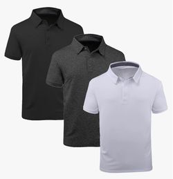 3 Pack 3XL ZITY Mens Polo Shirts Regular Fit Golf Polo Shirt Lightweight Performance XXXL