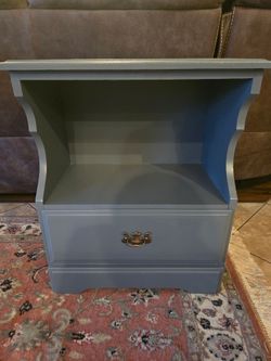 Blue-Gray Single Drawer Nightstand