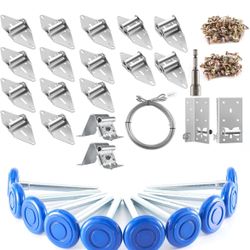 XiKe 2" Nylon Garage Door Roller 4" Stem and Hinges Kit with Top & Bottom Bracket Steel Wire Rope Screw Sleeve Hardware Set for 16 x 7 or 18 x 7 FT Do