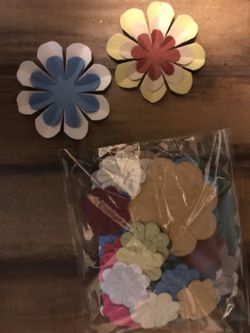 Bag of assorted 3D flowers made with card stock