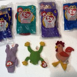 1993 McDonalds TY Teenie Beanie Babies Happy Meal Toys Set of 9; 6 Sealed 3 Without Bags