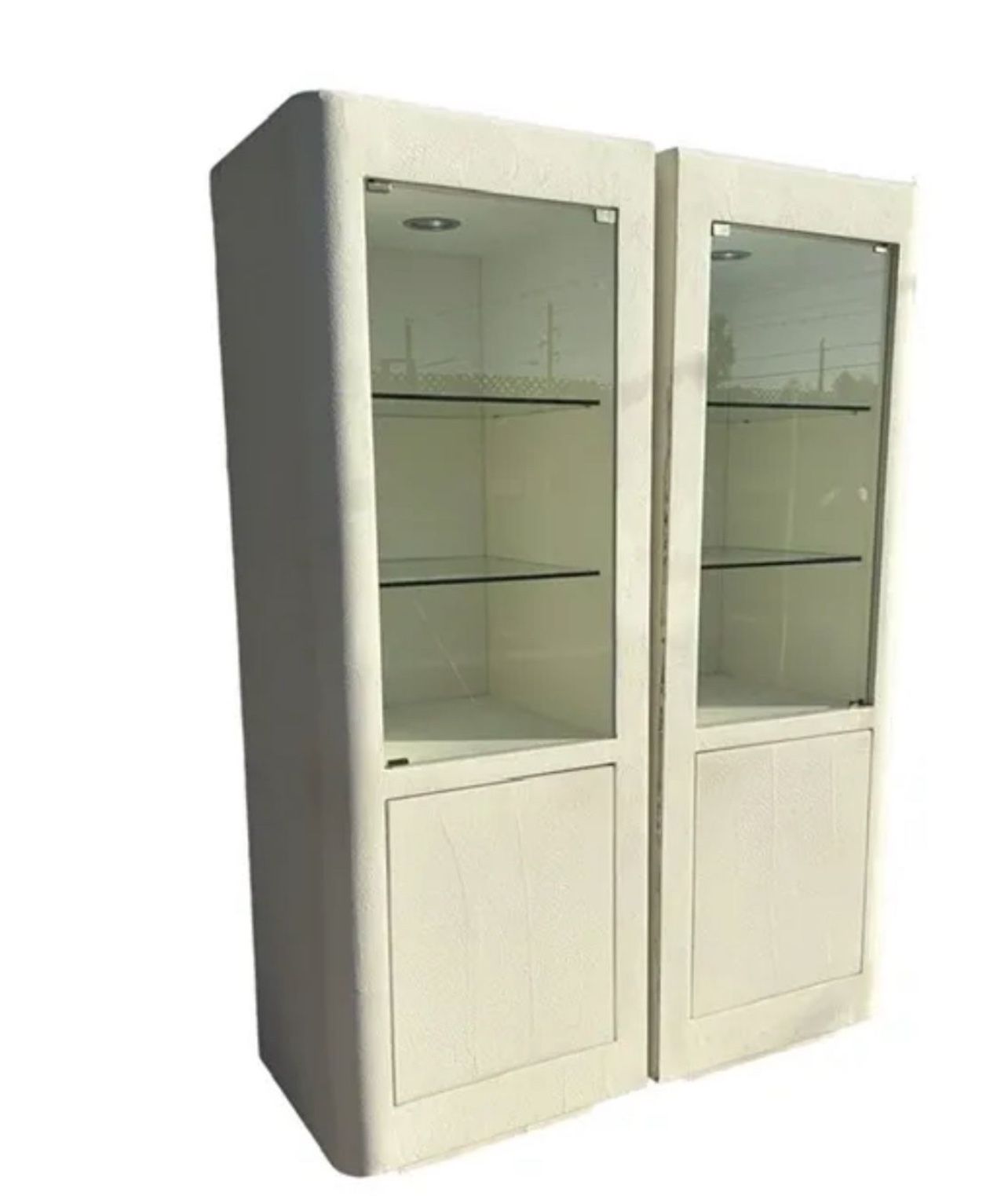 ( set Of 2 ) ( $911 each ) 1980s Postmodern Plaster Tower Display  Cabinets 