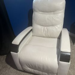 Canmore Leather Power Recliner With Power Headrest  Cream 