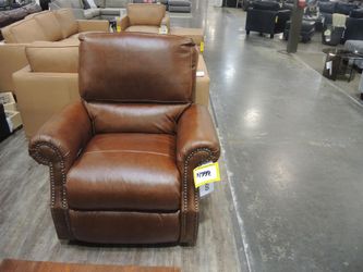 Rocky Mountain Leather Polo Cognac Brown Nailhead Leather Power Recliner