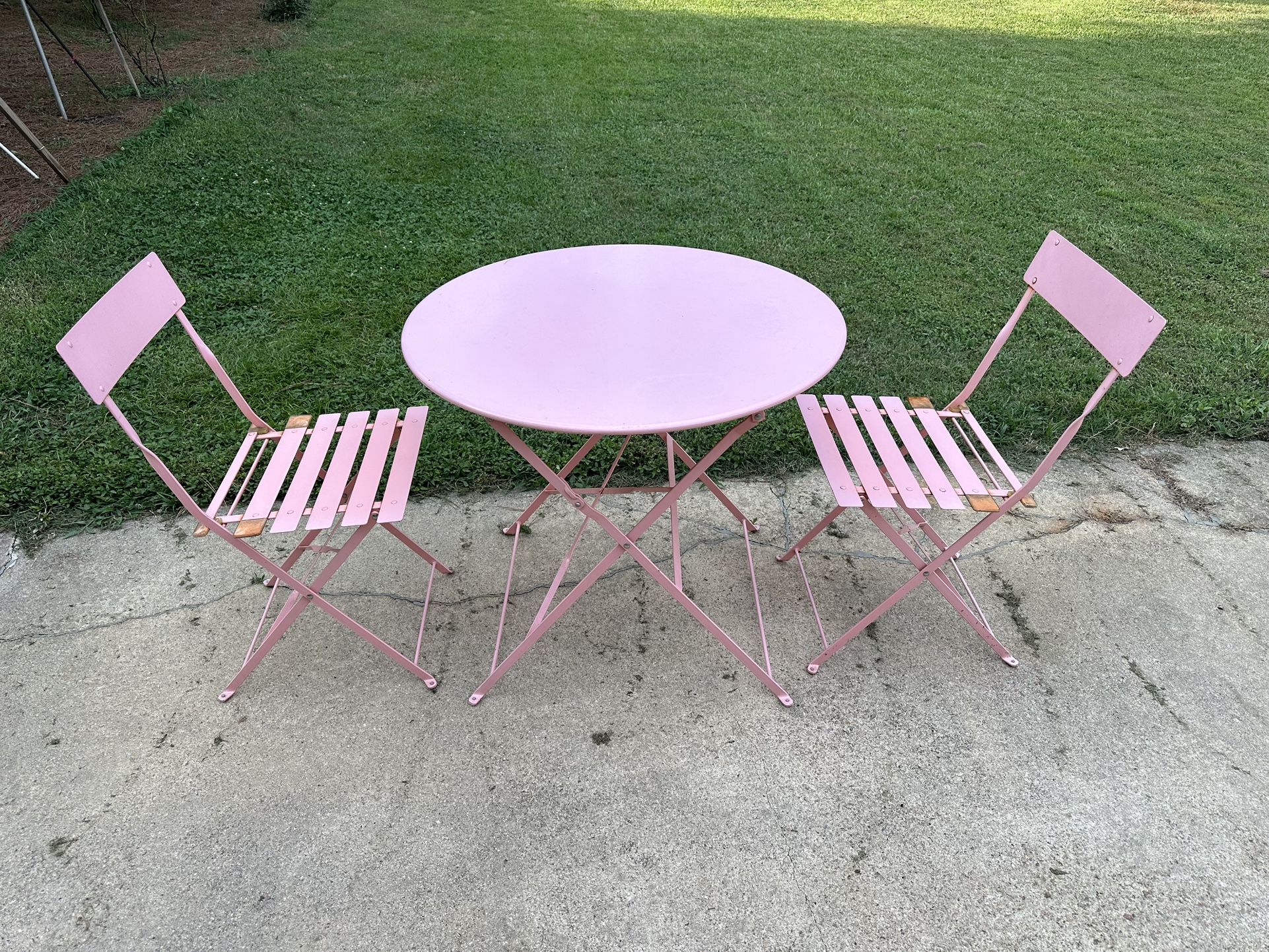 Patio Furniture Set w/ 2 Chairs, Bistro Table - Pink