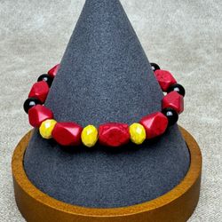 Natural Red Turquoise and Black Tourmaline Bracelet 