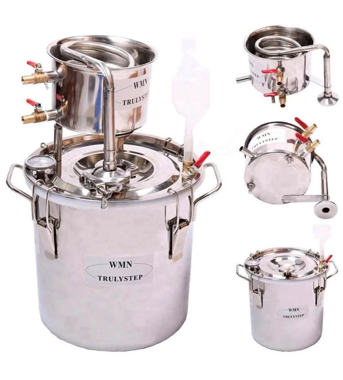 YUEWO 2 Pots Stainless Steel Still 5Gal/20Liters Water Alcohol Distiller Home