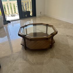Antique Wood/Glass Coffee Table 