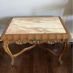 Antique Side Table With Marble Top