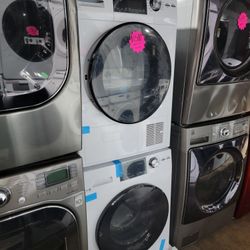 New Scratch And Dent GE 24in Front Load Washer And Electric Dryer Set In White 6-months Warranty 