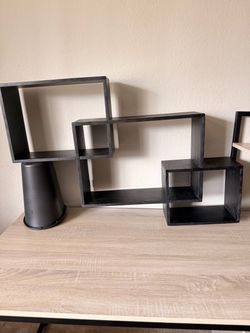 Black decorative wooden sectional shelf