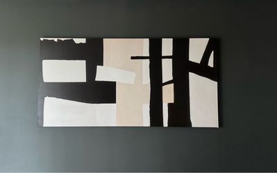 Abstract Canvas Wall Art Black White Beige