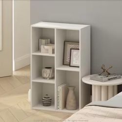 OPEN BOX NEW Furinno Reed 31.5 in. Tall White Wood 5-Cube Bookcase