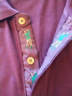 Men's XL Bobby Jones Golf Polo Shirt Vintage 1980's Iconic Golfer on Placket Purple Like New