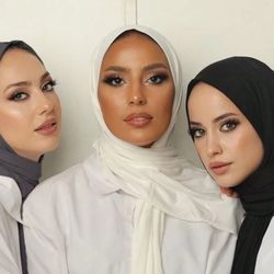 3pcs/Set Jersey Hijabs Pack, Classic Solid Color Silky 170*60cm Long Scarf Instant Headcover Shawl, Suitable For Daily Casual, Outing, Gift