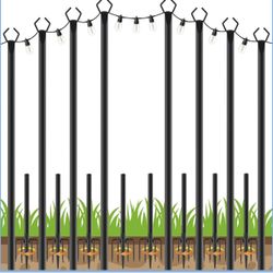 Brand new 8 Pack String Light Poles,10 FT Metal Poles with Fork for Outdoor String Lights