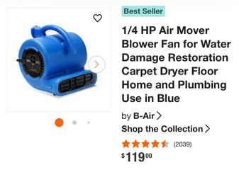 B-Air 1/4 HP Air Mover Blower Fan