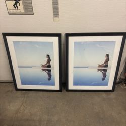 Pair of 25” x 31.5” Framed Yoga Pictures Artwork