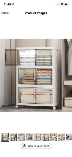 Stackable Storage Bins with Lids, 336QT Closet Organizers and Storage with Doors and Wheels, Extra Large Storage Cabinet, Collapsible Plastic Drawers 