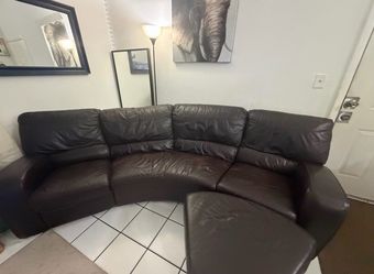 Leather sectional with ottoman