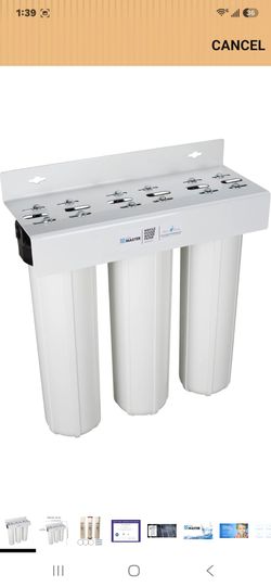 Home Master Whole House Three Stage Water Filtration System with Fine Sediment, Iron and Carbon, Blue