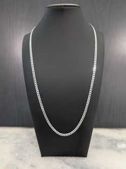 Solid Silver 24" Cuban Curb Chain