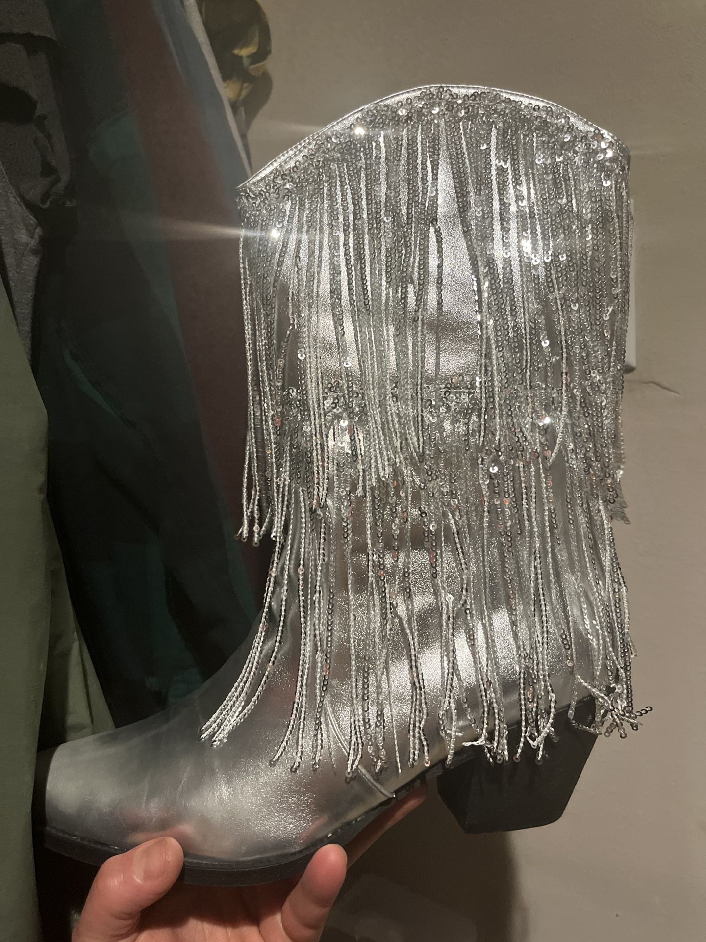 Sequin Fringe Boots