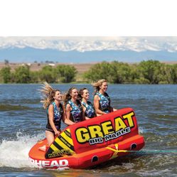 Airhead Mable Inflatable Towable Tube, 1-4 Rider Models, Dual Tow Points, Full Nylon Cover, EVA Foam Pads, Patented Speed Valve, Boat Tubes and Towabl