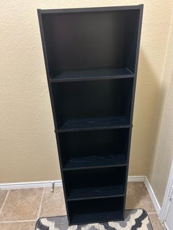 Tall black wood bookshelf