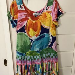 Vtg 1980's Jams World Hattie LES FLEURS INCROYABLE Tiered Dress Size S