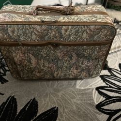 Large Vintage Floral Suitcase