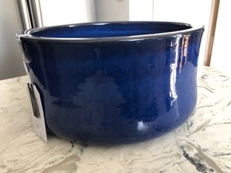 Amazing sheen blue ceramic planter